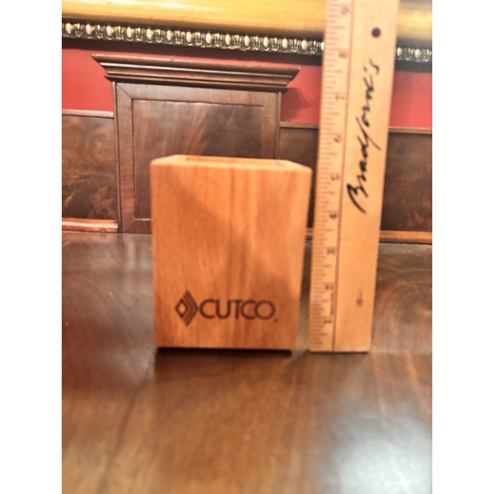 Cutco Oak Wood Utensil Holder Block Caddy USA Made 4x4x5 Kitchen Storage - Picture 6 of 8
